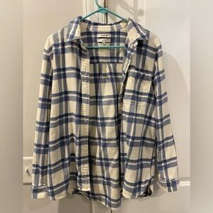 Madewell Navy and Cream Plaid Button Down Classic Flannel